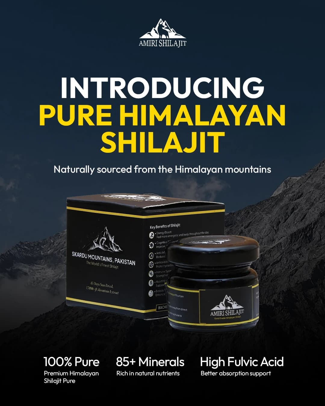 Social Media Design, Amiri Shilajit | Health & Wellness | Awais Khadim