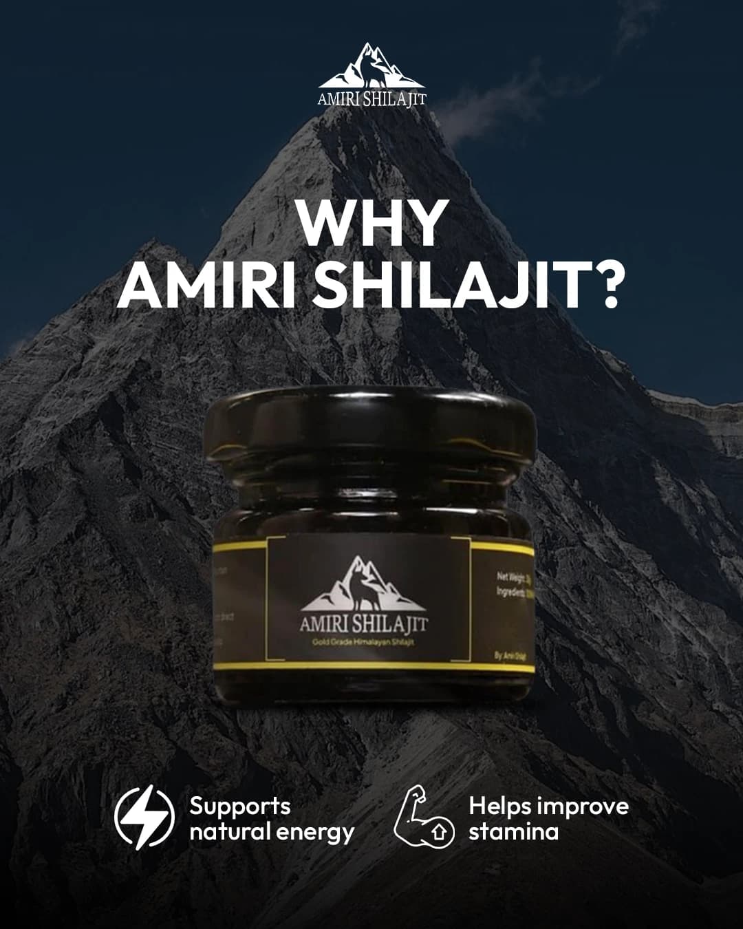 Amiri Shilajit social media post: Why Amiri Shilajit? Built for Modern Lifestyles