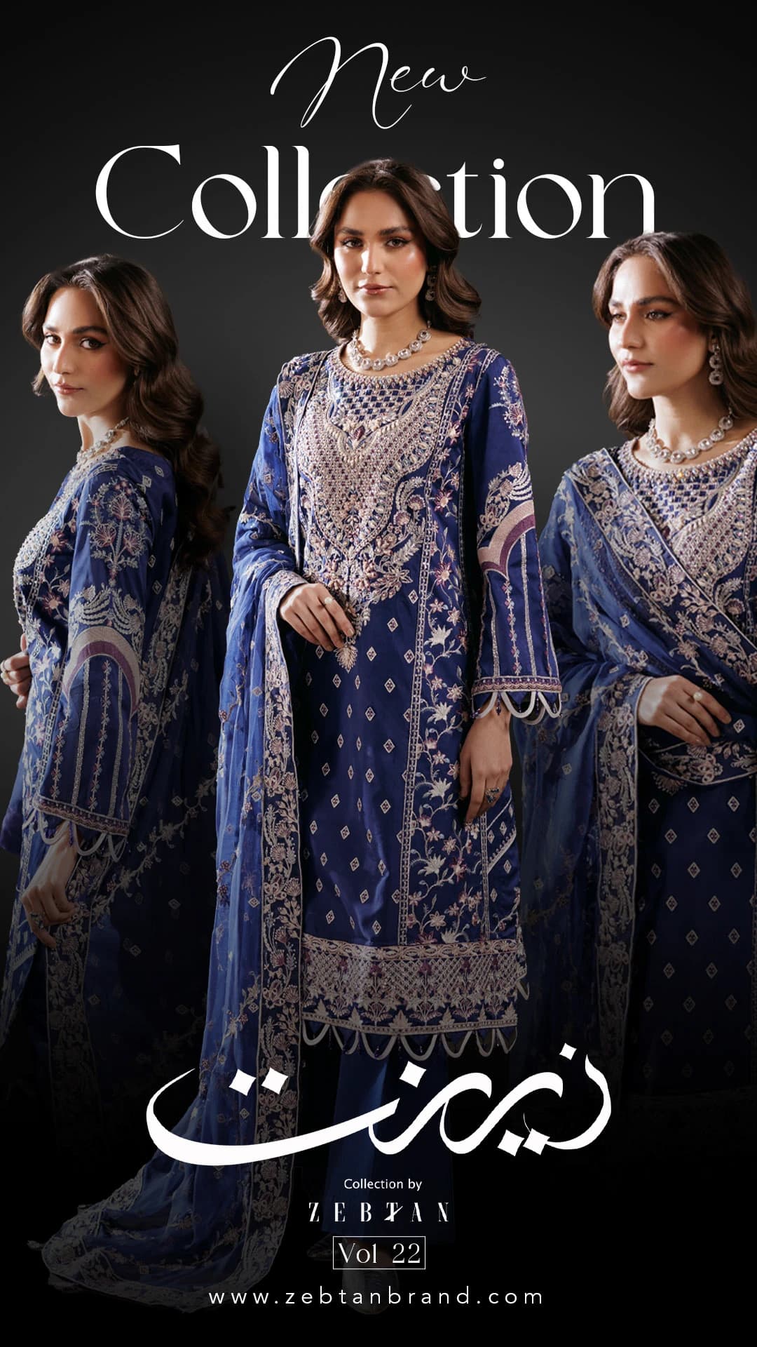 Zeenat social media post: Collection showcase of embroidered formal wear.