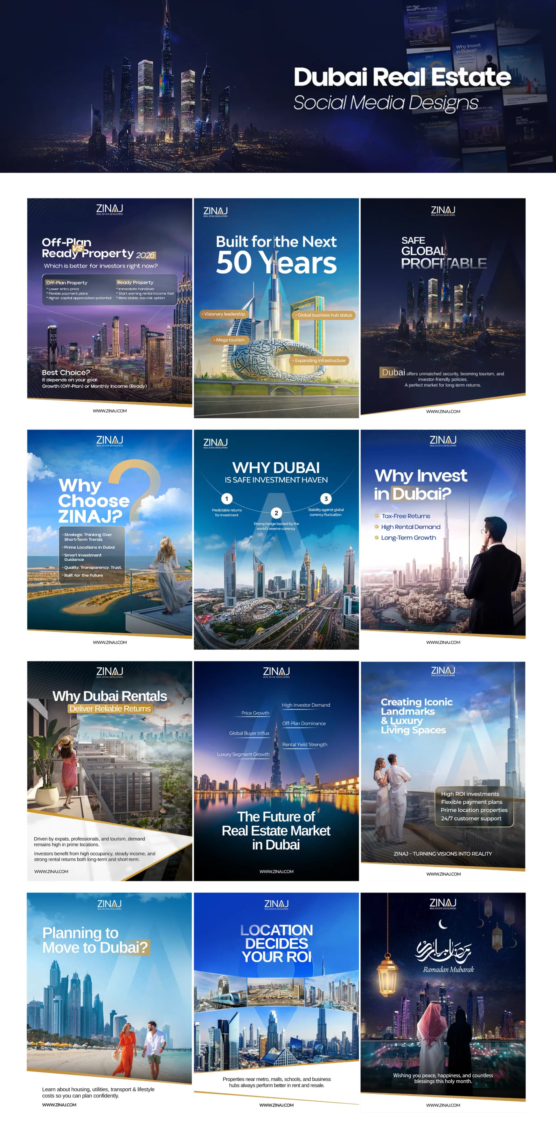 Social Media Design, ZINAJ | Real Estate | Awais Khadim