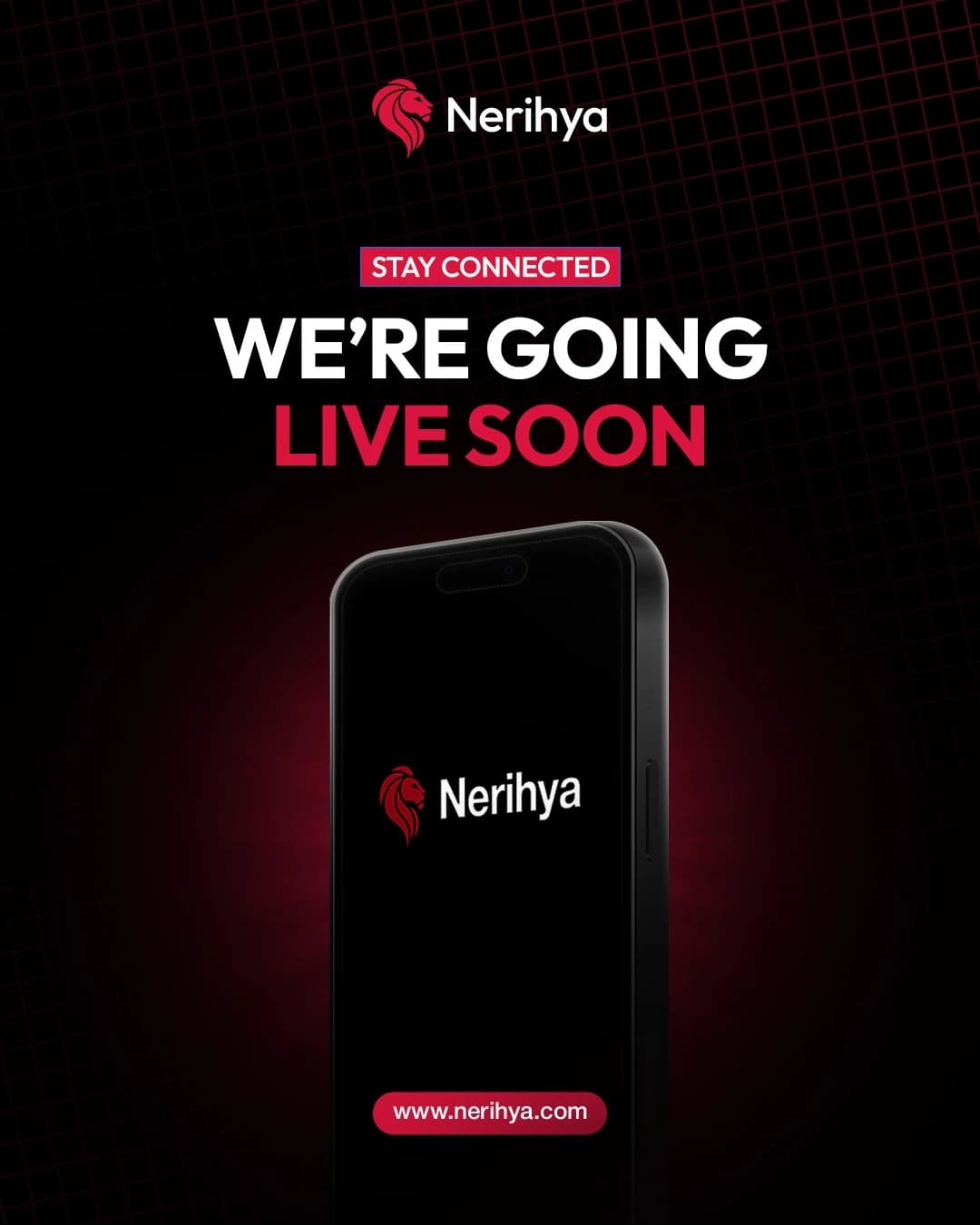 Nerihya social media post: "We're going live soon" pre-launch post.