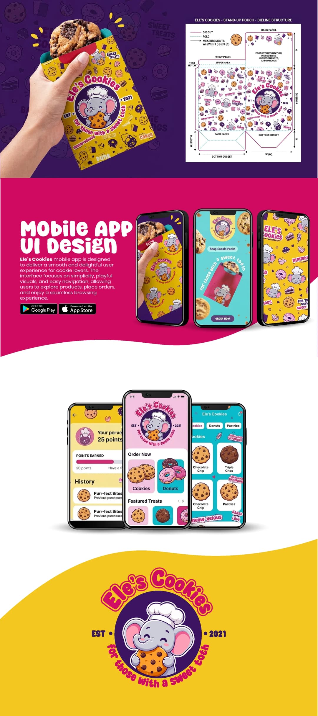 Ele's Cookies mobile app UI design