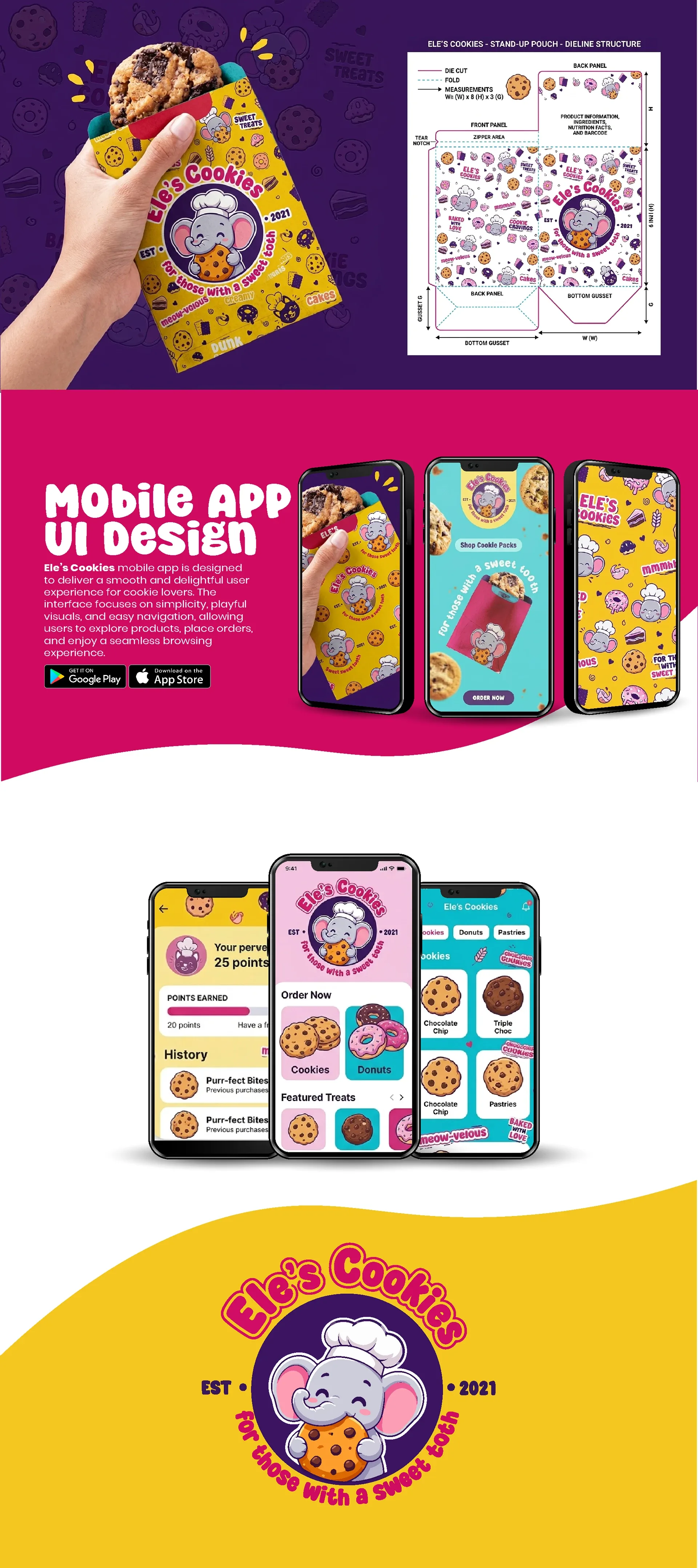 Mobile App UI Design, Ele's Cookies | Food & Beverage | Awais Khadim