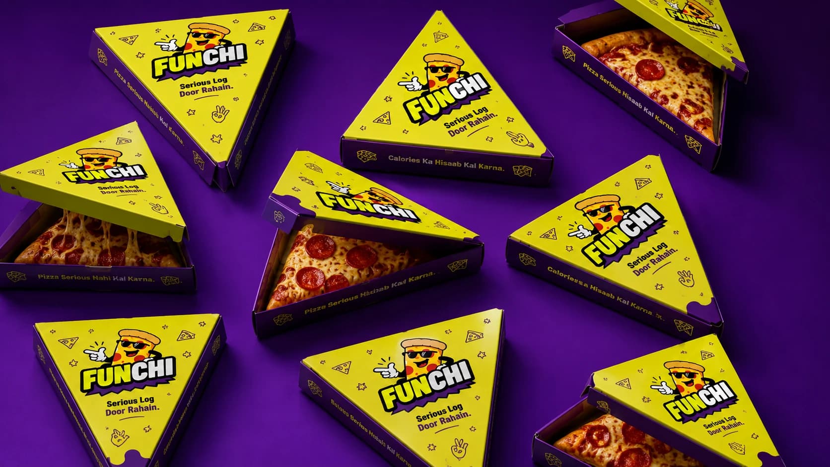 Pizza Box Packaging Design, Funchi | Food & Beverage | Awais Khadim