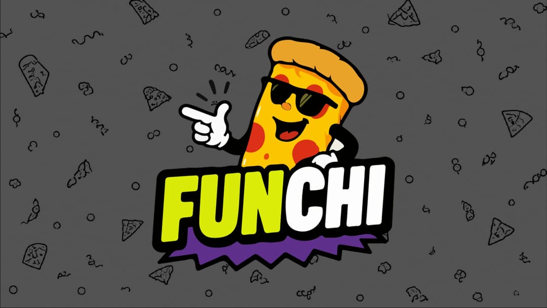 Funchi pizza restaurant logo and mascot design