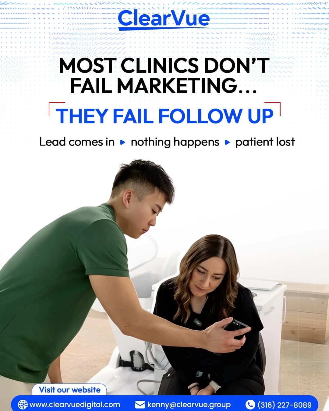 Healthcare Marketing social media post: Why clinics lose leads without follow-up.