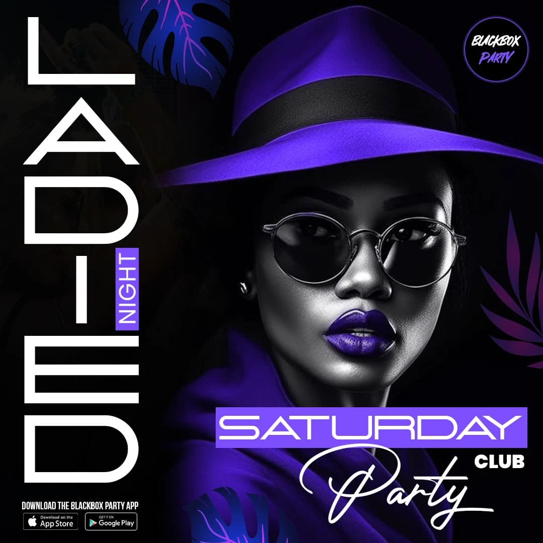 BlackBox Party social media post: Ladies Night Saturday Party poster.