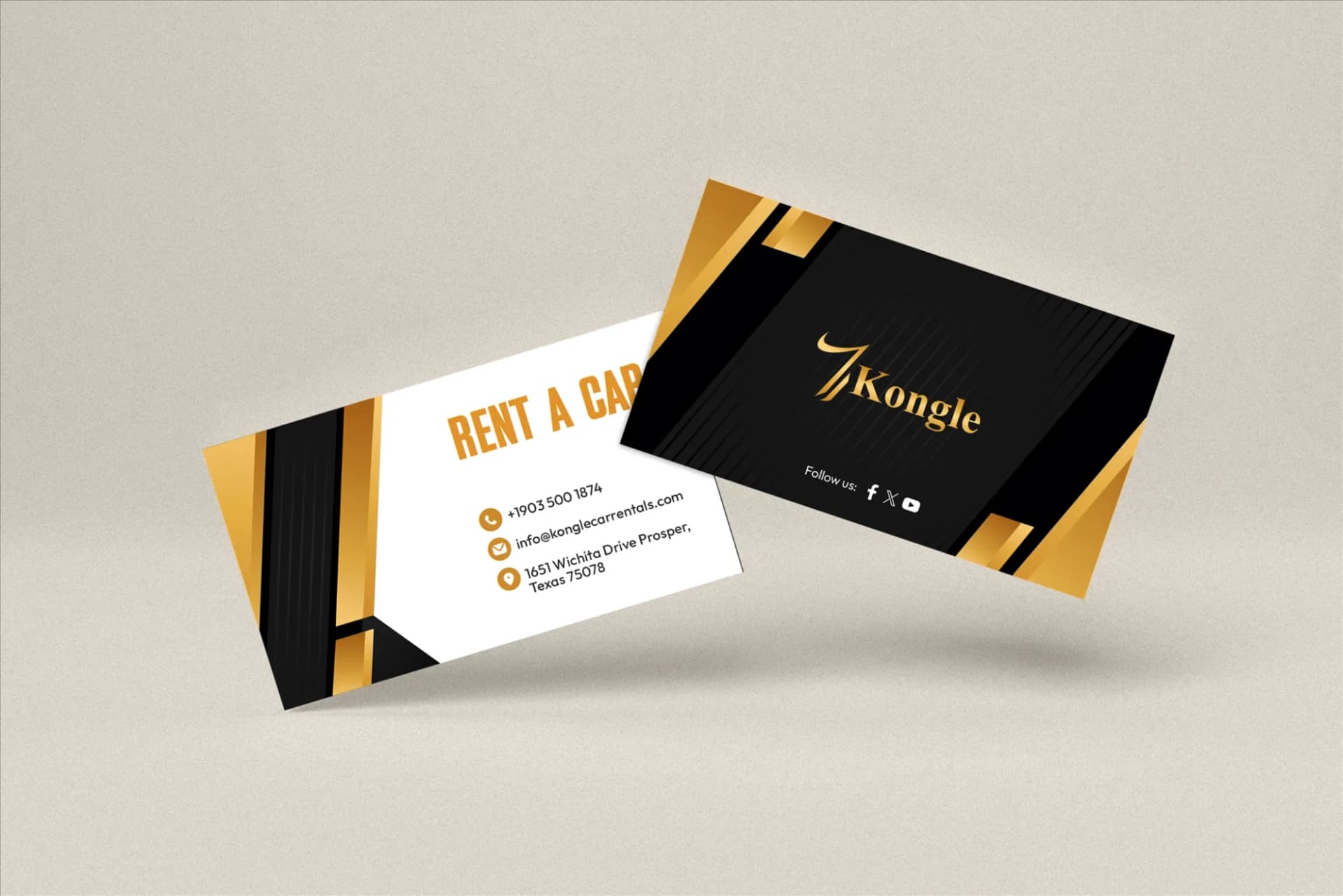 Business Card Design, Kongle | Automotive / Car Rental | Awais Khadim
