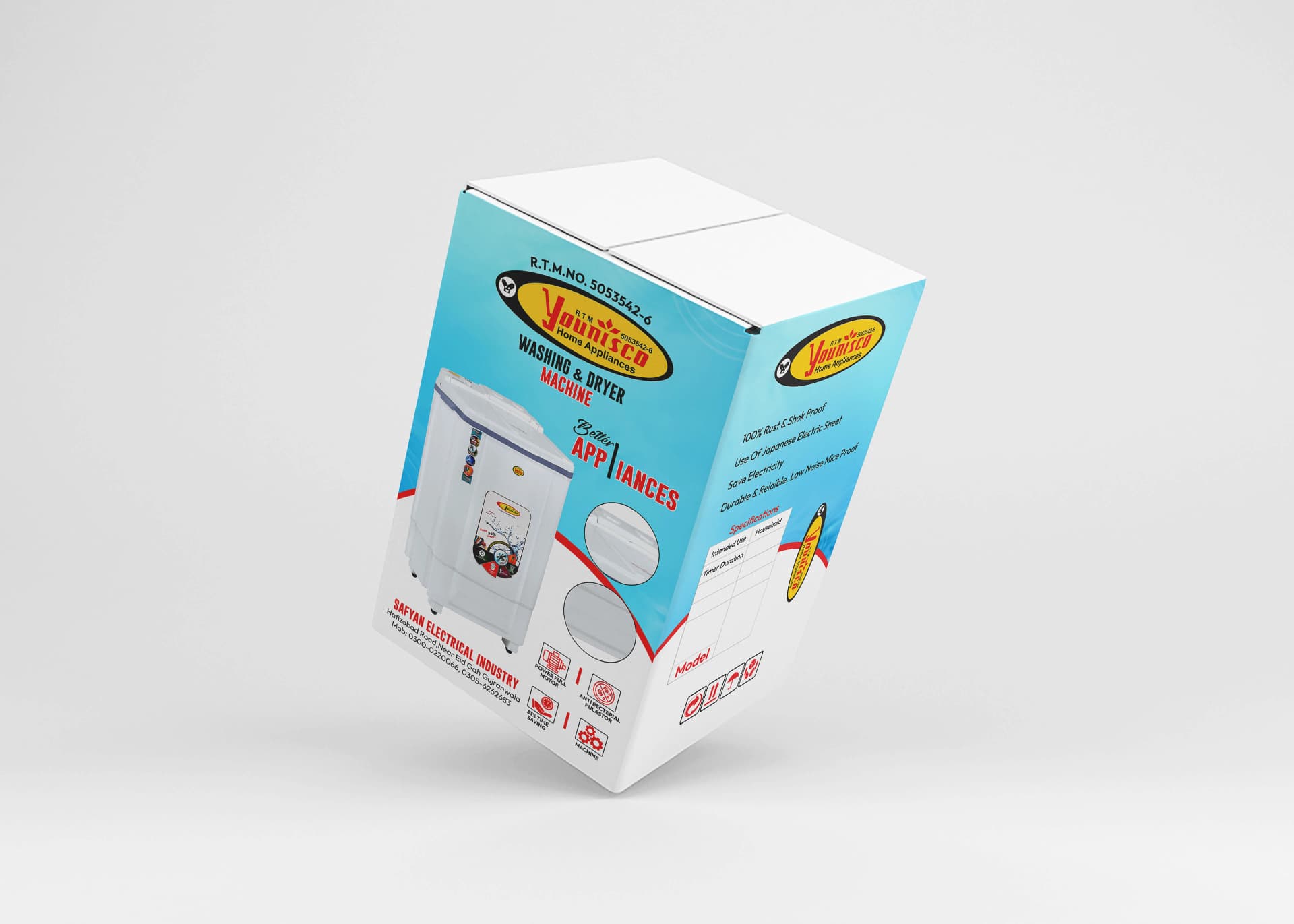 Appliance Packaging Design, Younisco | Home Appliances | Awais Khadim