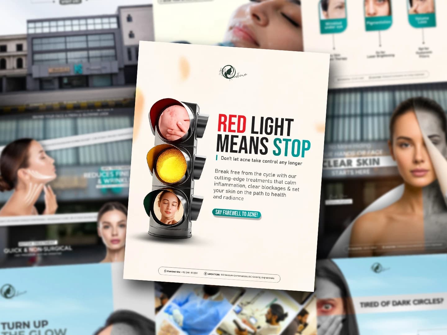 Aesthetic & Dental Clinics social media post: Skincare clinic flyer design.
