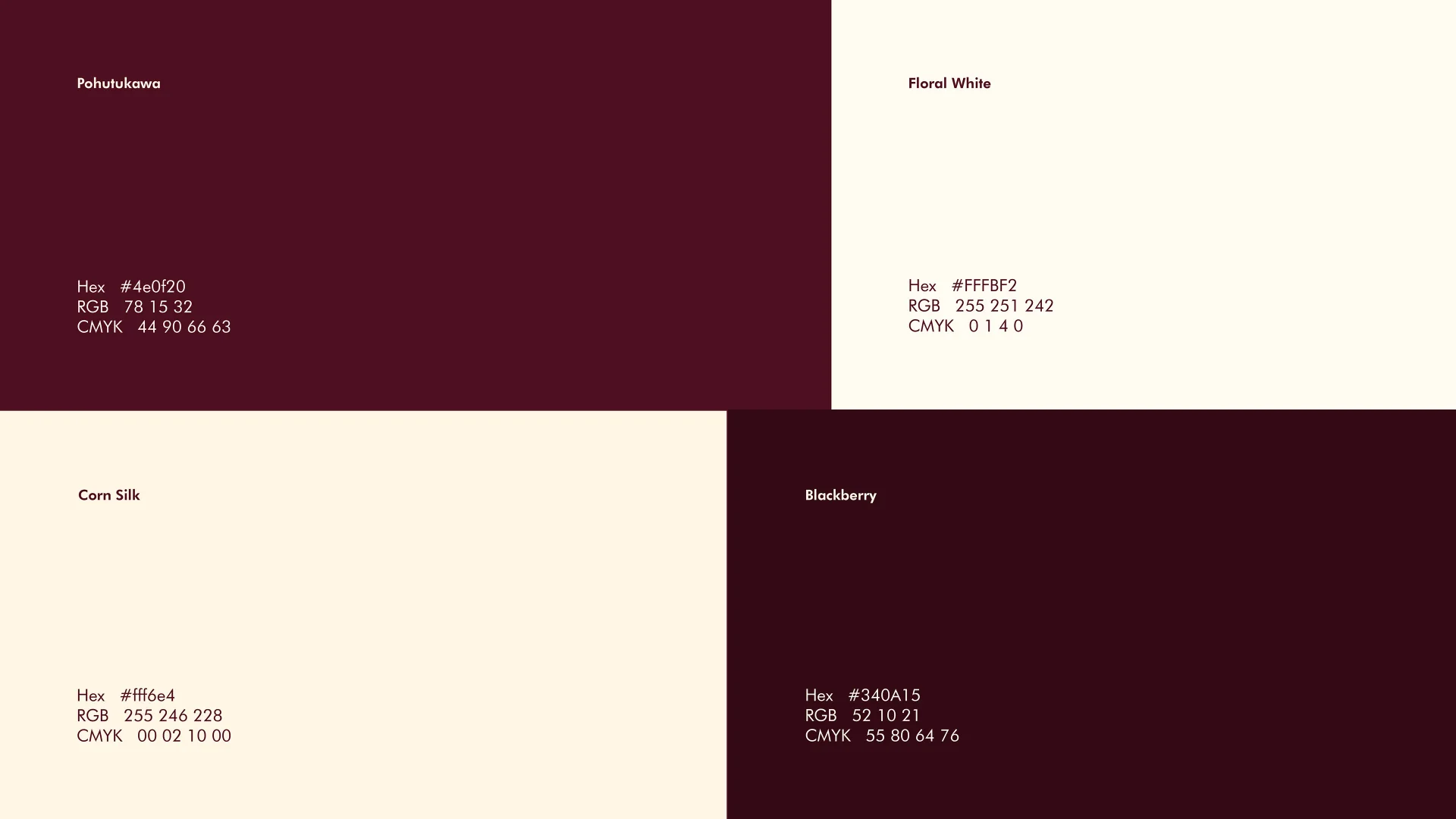 Jovana brand colour palette in burgundy and cream with colour codes
