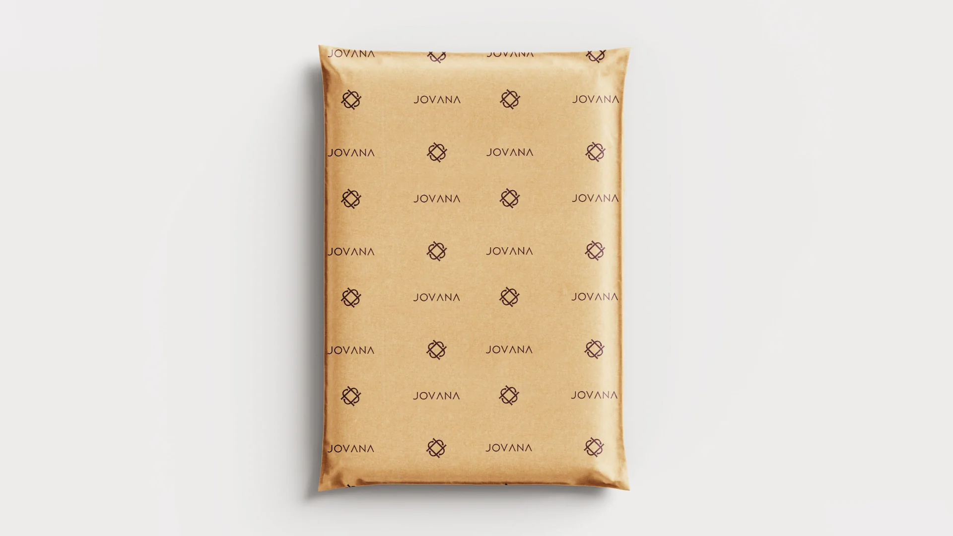 Jovana branded poly mailer bag with logo pattern