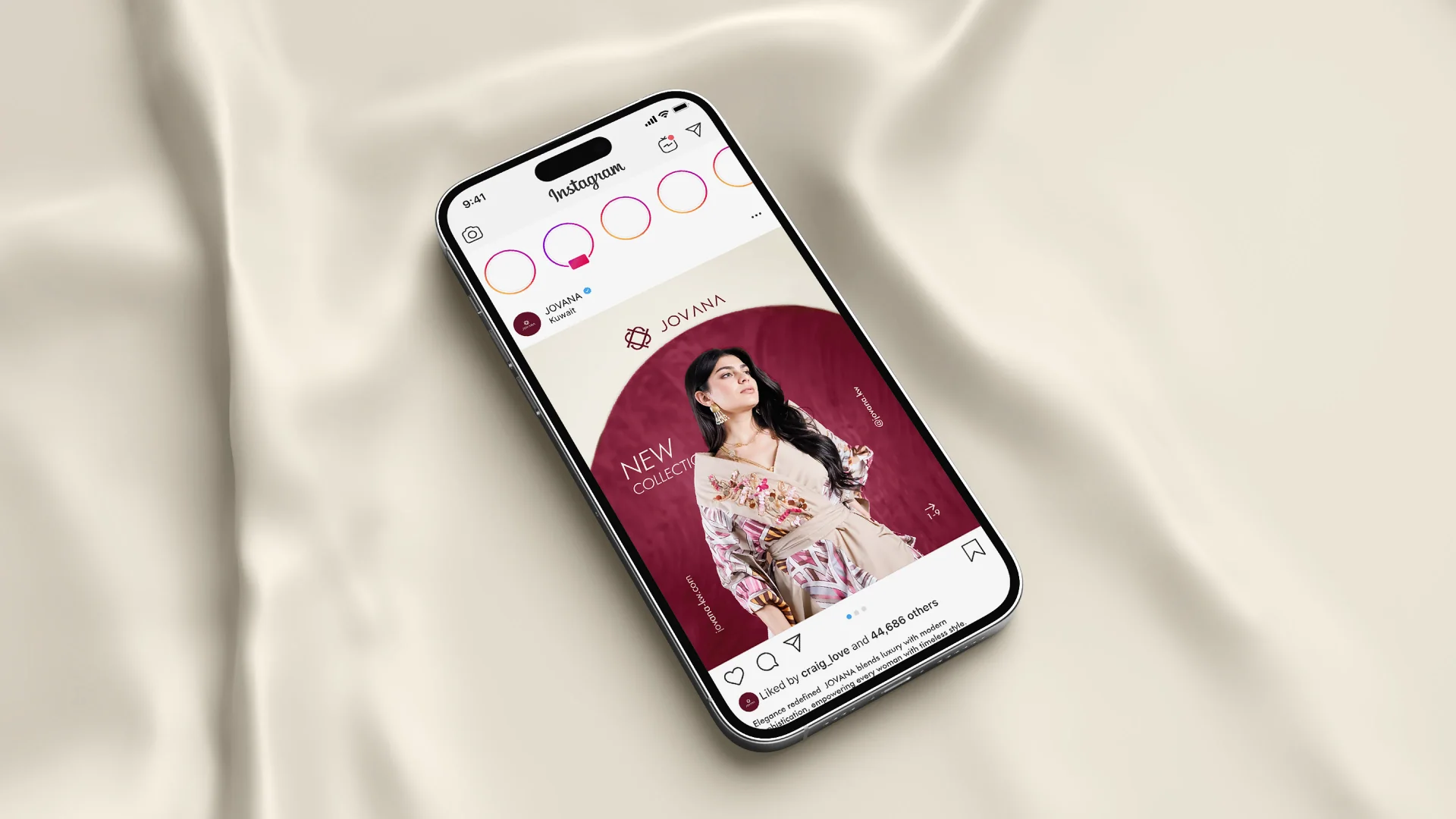 Jovana fashion shopping mobile app on a smartphone