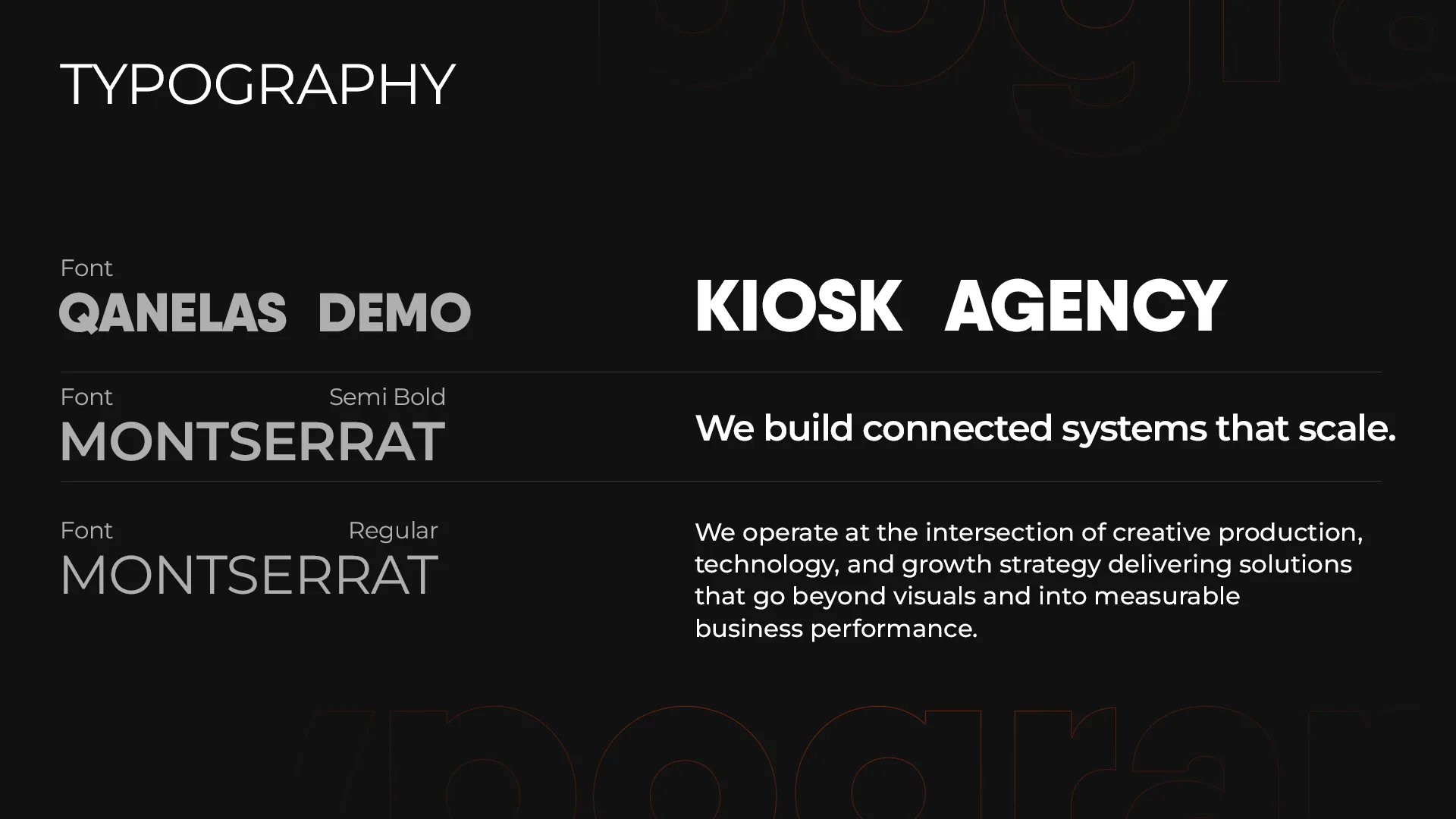 Kiosk Agency typography