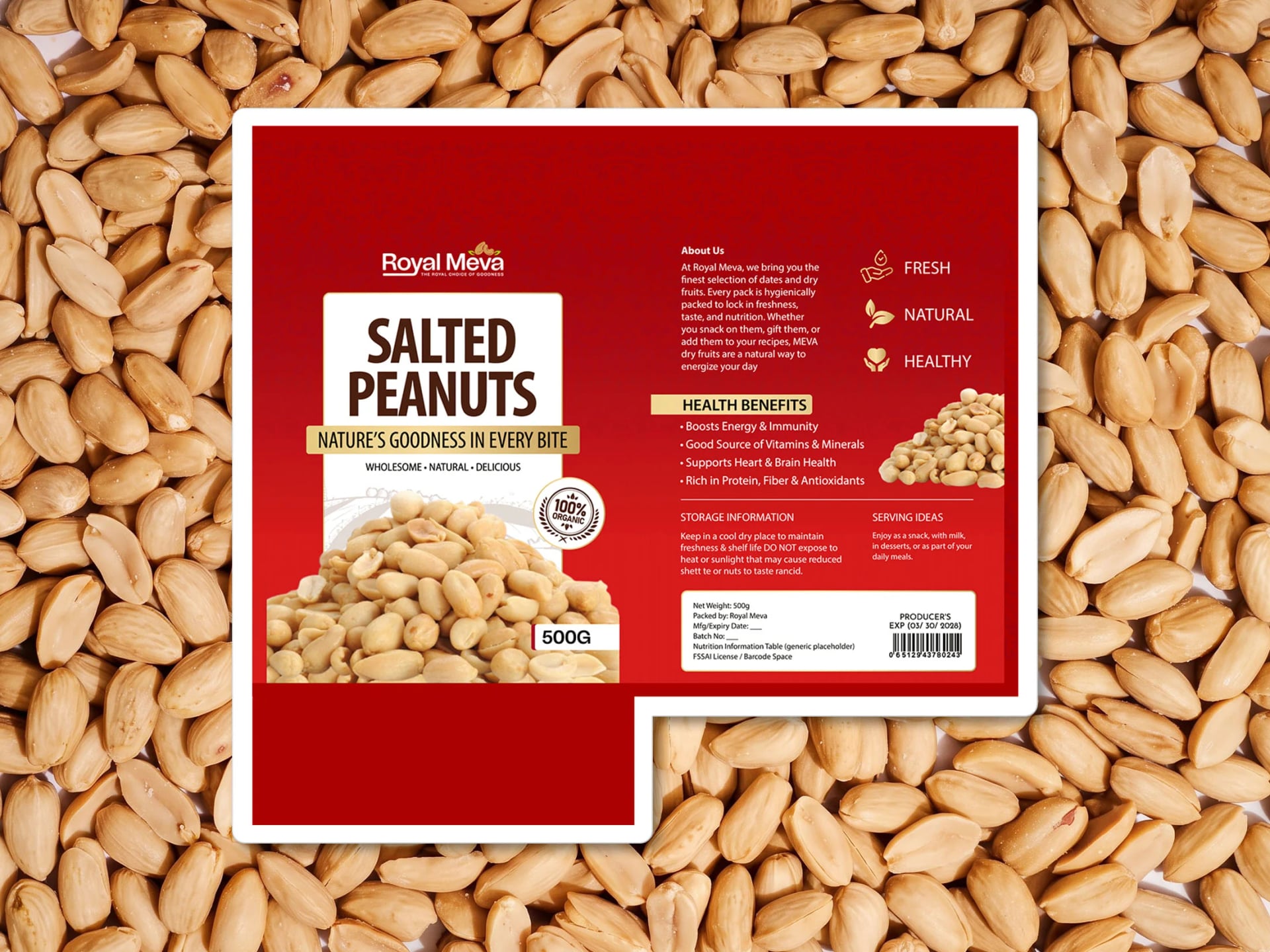 Royal Meva Salted Peanuts label artwork